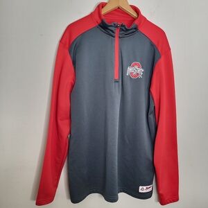 Ohio State Gray and Red Quarter-Zip Pullover Mems Medium